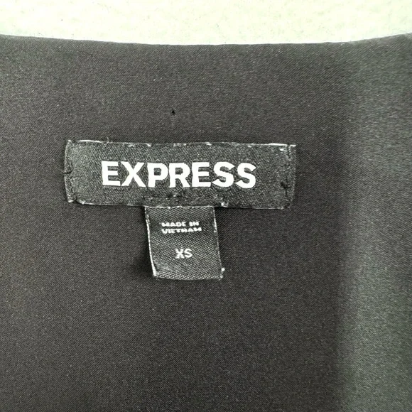 Express Black Square Neck Ruffle Sleeve Peplum Babydoll Top Women's XS Blouse - Picture 4 of 5